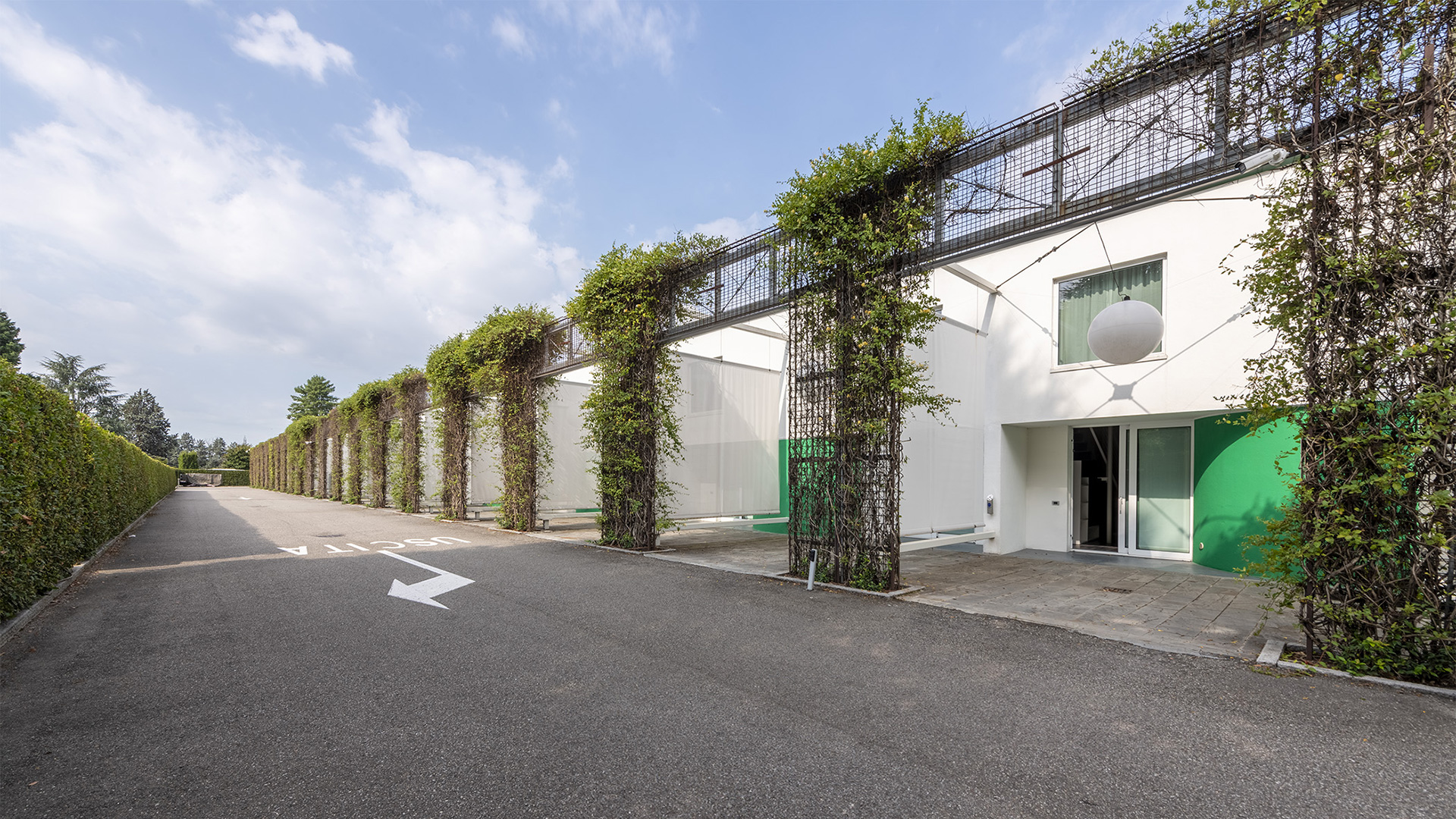 Exterior view of the suites' private parking